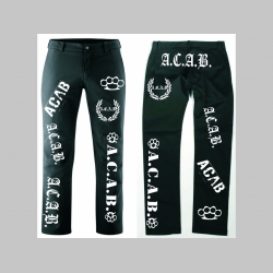 A.C.A.B. - Nohavice " ROCK " s motívom Pánske aj dámske, farba: čierna, stredne hrubý materiál 250g/m2 100%bavlna